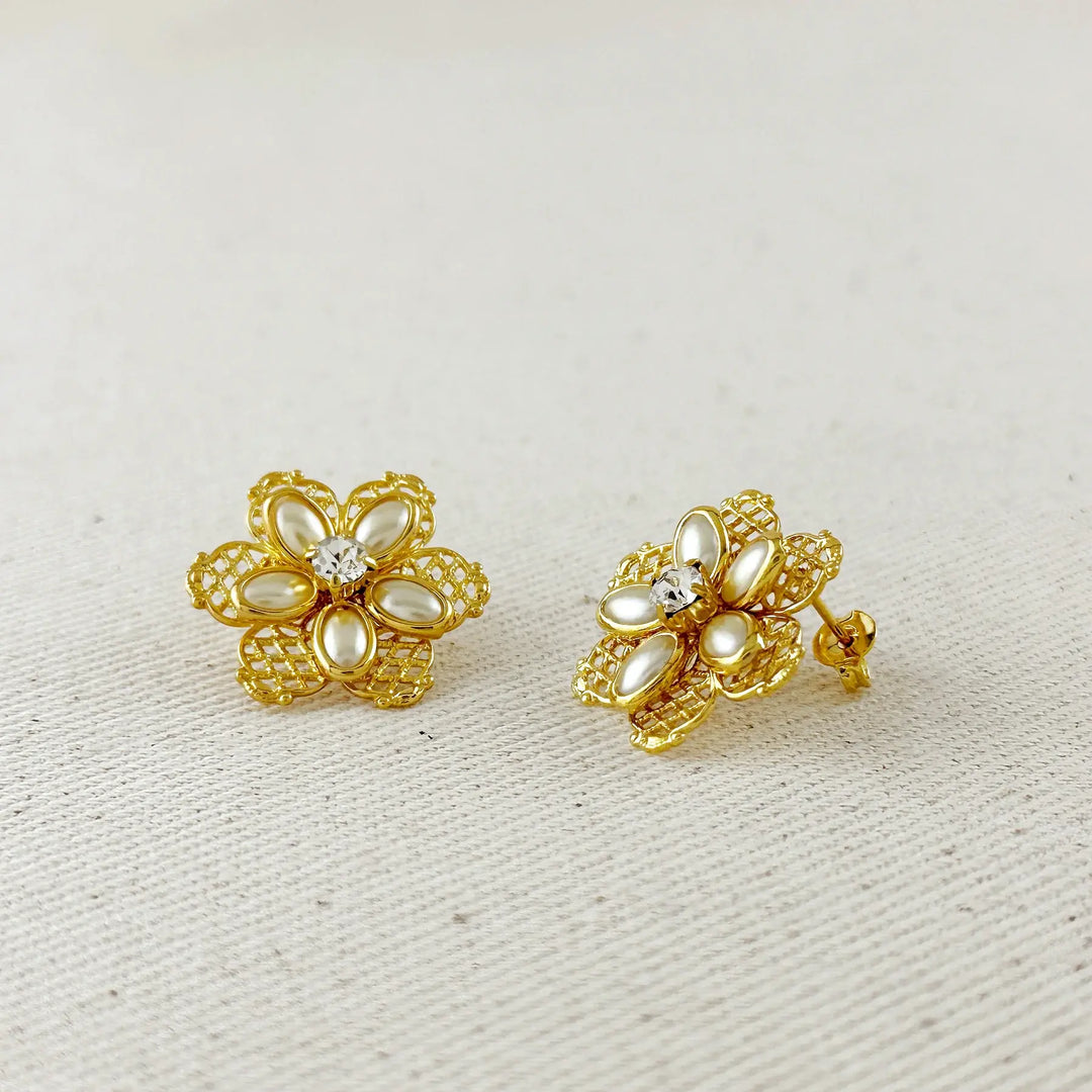 18K Gold Filled Mesh Flower Earrings