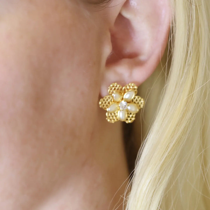 18K Gold Filled Mesh Flower Earrings