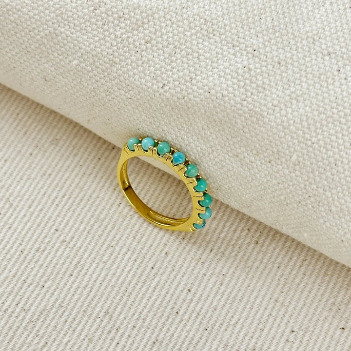 18K Gold Filled Natural Turquoise Band Ring