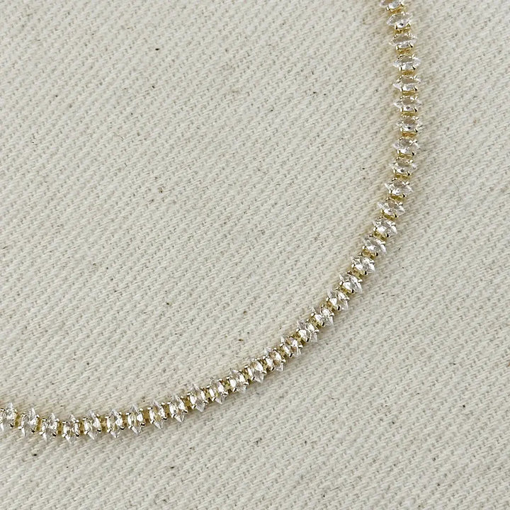 18k Gold Filled 4mm Marquise Tennis Necklace