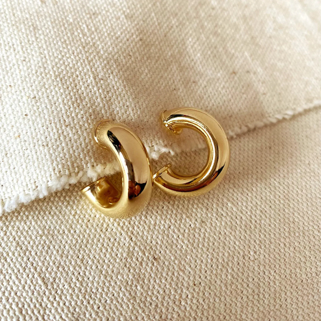 18k Gold Filled Chubby Half-Hoop Earrings