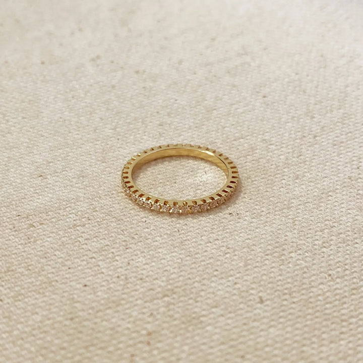 18k Gold Filled Diamond Color Eternity Micro Cubic Zirconia Stone Ring