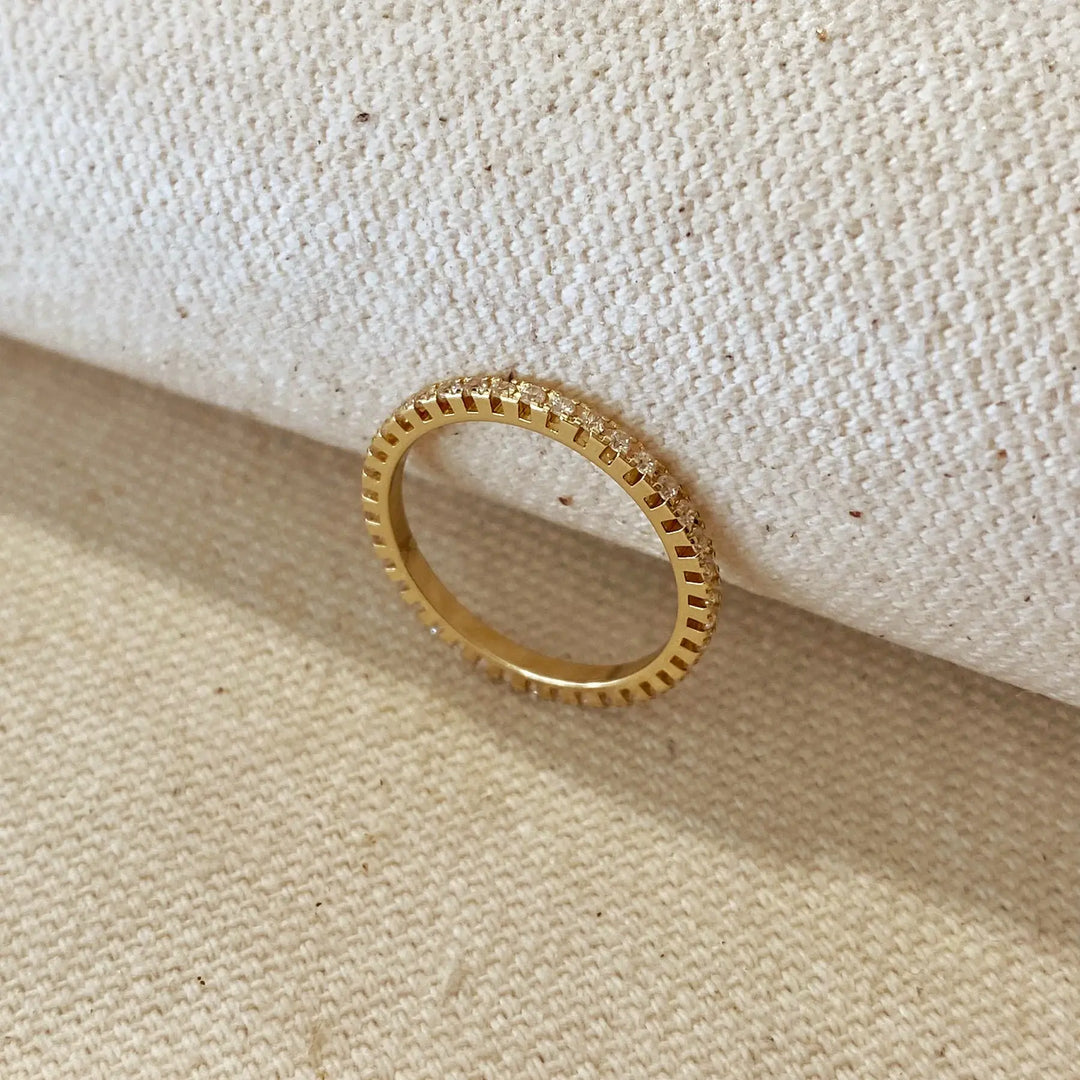 18k Gold Filled Diamond Color Eternity Micro Cubic Zirconia Stone Ring