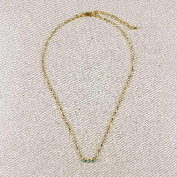 18k Gold Filled Natural Turquoise Bead Necklace