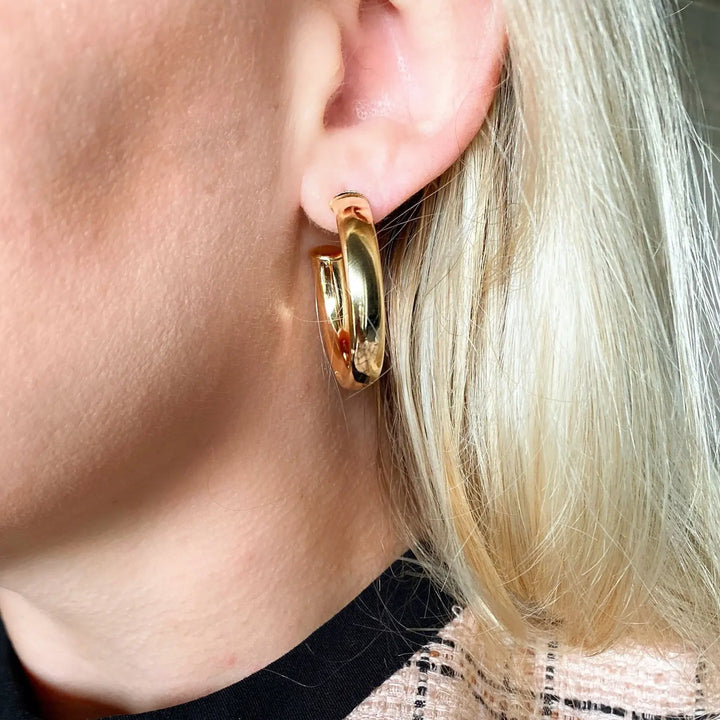 18k Gold Filled Polished Slightly Twisted C Hoop