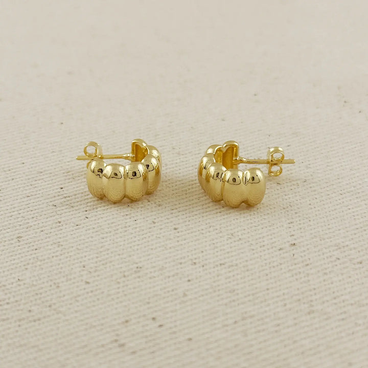 18k Gold Filled Scalloped C-Hoop Earrings