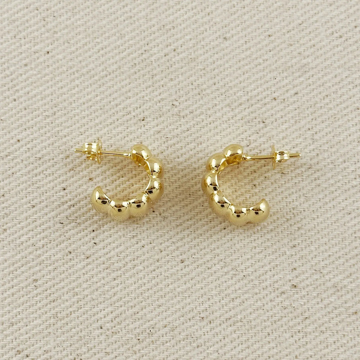 18k Gold Filled Scalloped C-Hoop Earrings