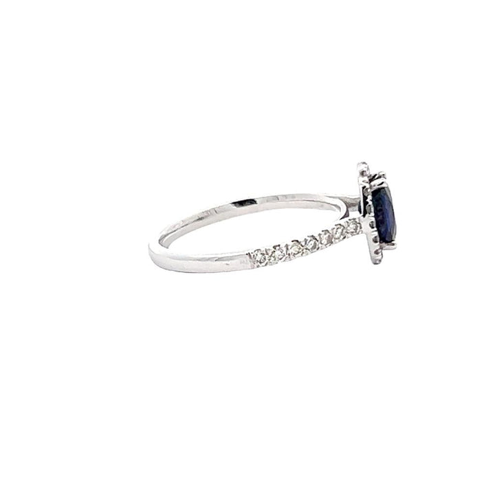 14K White Gold Halo Oval 1.10ctw Sapphire Ring