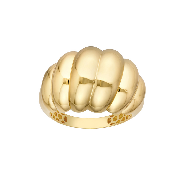 14K Yellow Twisted Polished Dome Chunky Gold Ring
