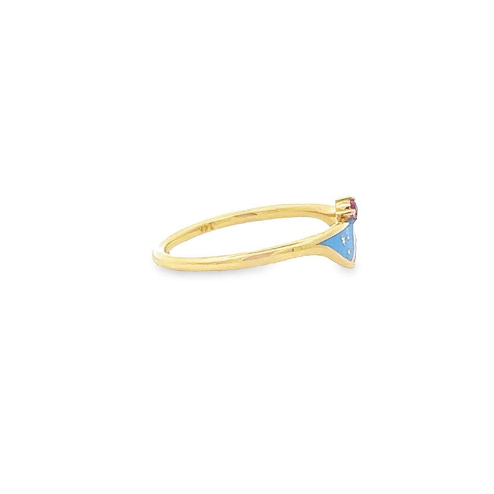14K Yellow Gold Chimes of Memories #13 Baby Blue Enameled Ring