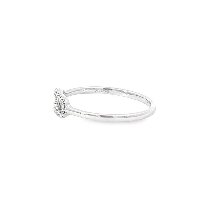 Sterling Silver White Gold 0.07ctw Diamond Link Ring