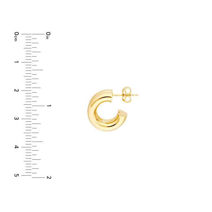 Chunky Gold 15mm Double Hoop Earrings | Genuine 14K Yellow Gold