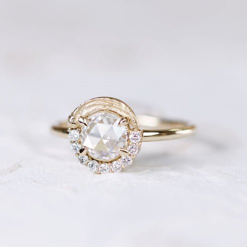 14K Yellow Gold "Renoir" Round 0.76ctw Rose Diamond Ring