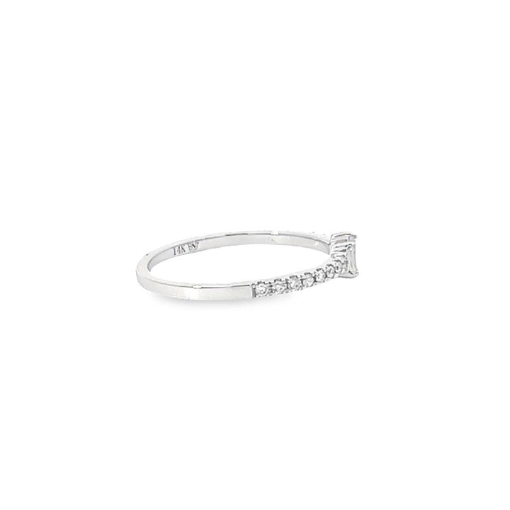 14K White Gold Round And Baguette 0.25ctw Stackable Diamond Ring