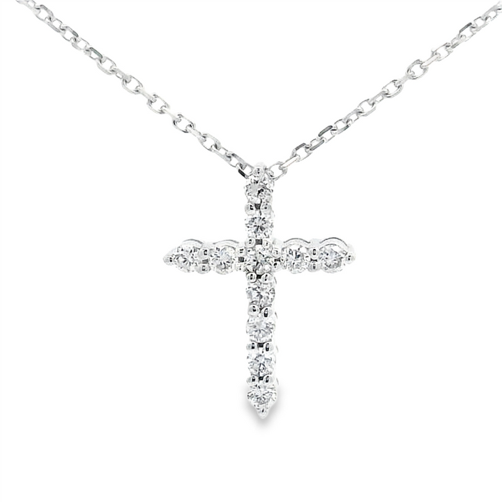 14K White Gold 0.24ctw Diamond Cross Pendant