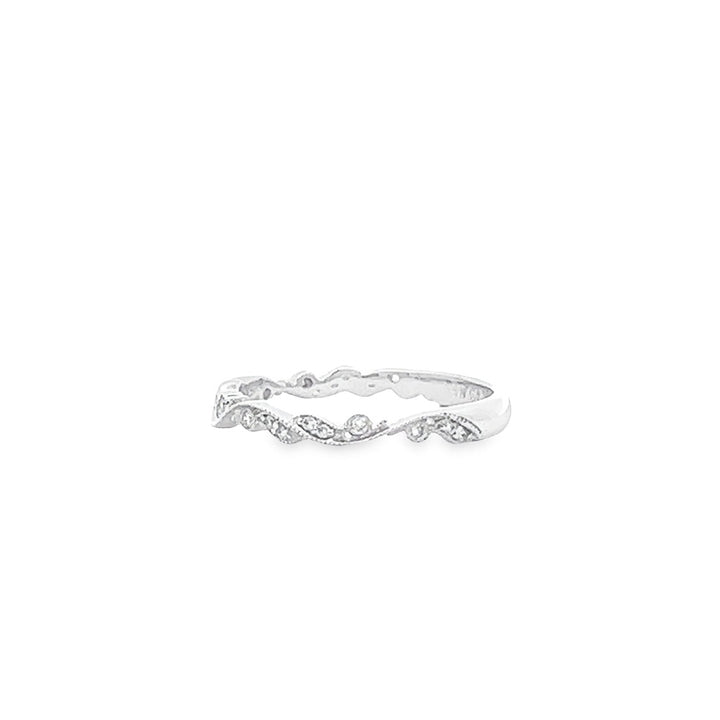 14K White Gold 0.13ctw Vintage Stackable Diamond Wedding Band