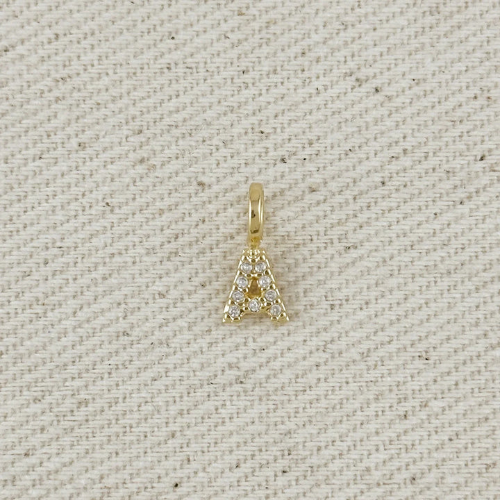18k Gold filled Micro CZ Initial Letter Charm