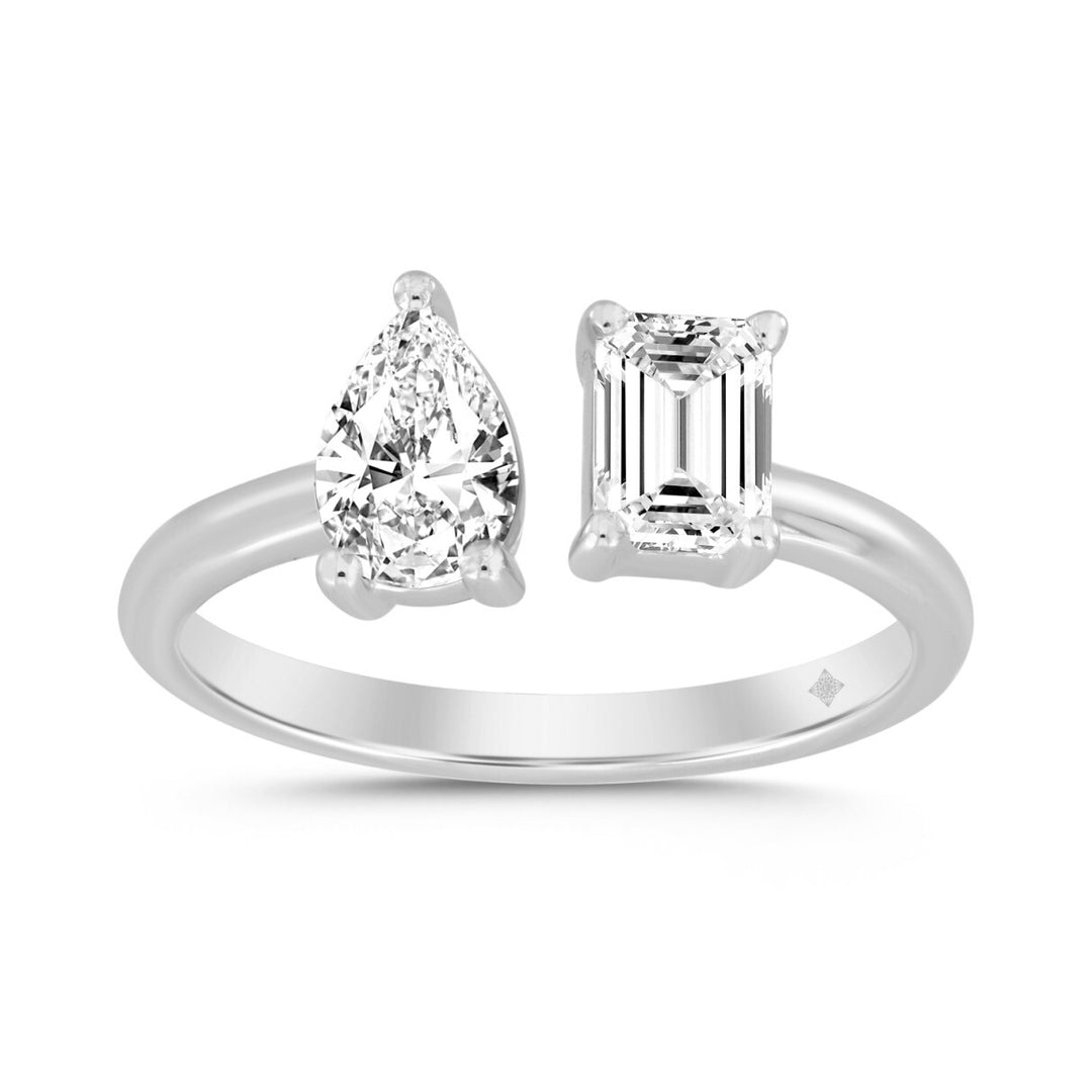 2 Carat Two Stone Lab-Grown Diamond Engagement Ring | 14K White Gold | Toi Et Moi Style