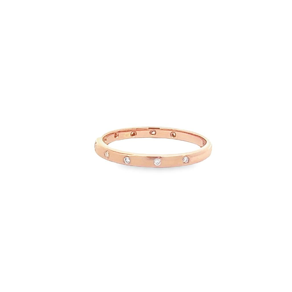 14K Rosé Gold 0.06ctw Gypsy Set Diamond Wedding Band