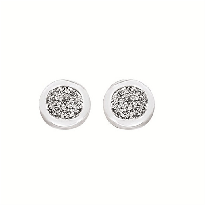 Sterling Silver 0.08ctw Diamond Stud Cluster Earrings