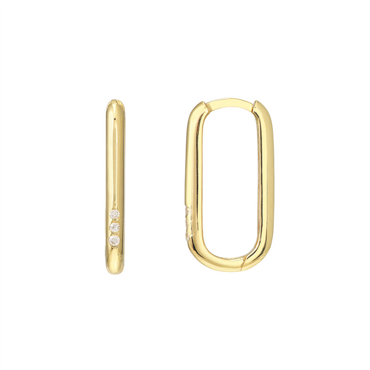 Chunky Gold Diamond Paper Clip Hoop Earrings | 1/20 Carat | Genuine 14K Yellow Gold