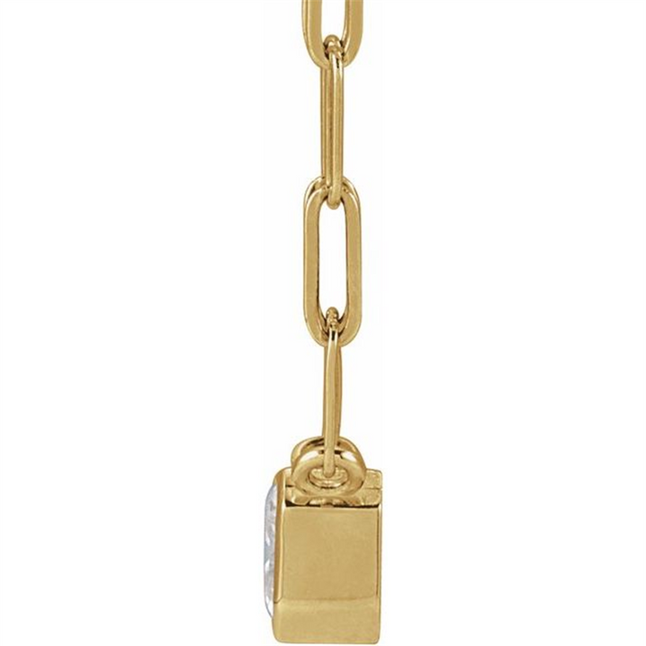 14K Yellow Gold 5mm Bezel-Set Asscher Cut Moissanite Necklace