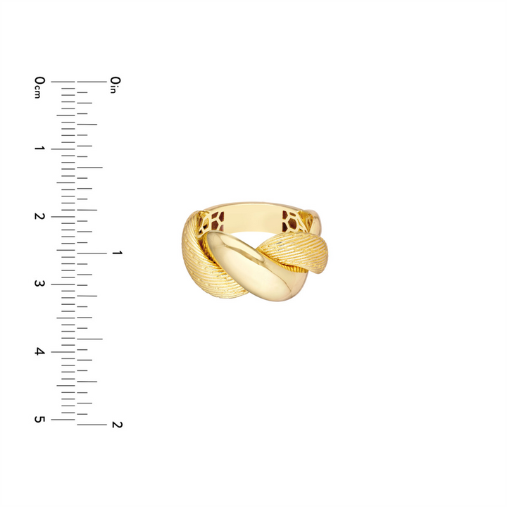 14K Yellow Twist Polished and Texture Chunky Gold Ring