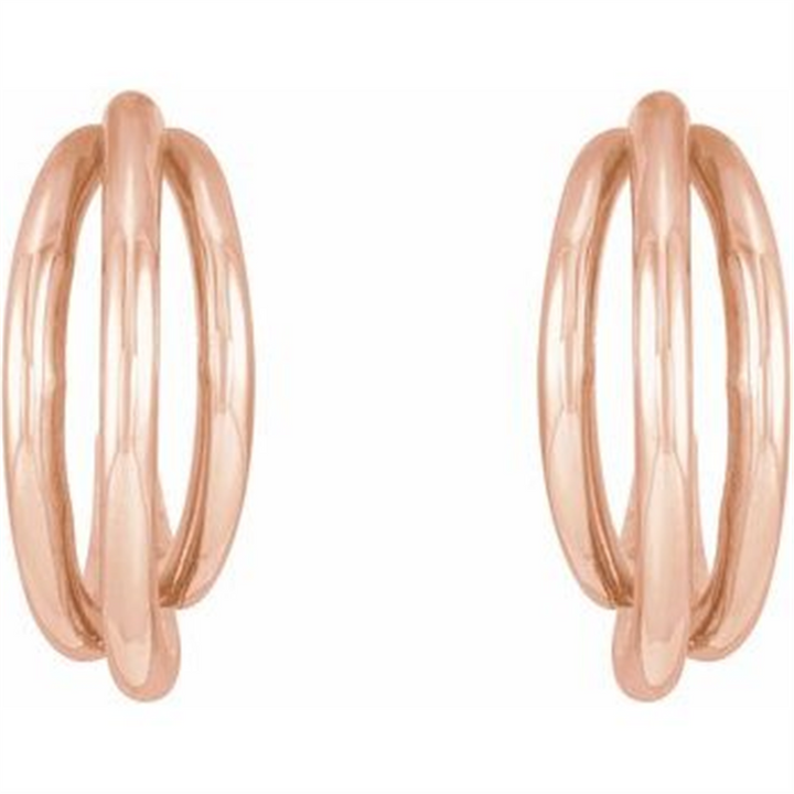 14K Rosé Gold Multi-Layer Huggie Hoop Earrings