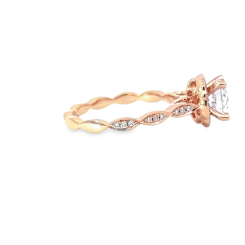 14K Rosé Gold Round 0.22ctw Diamond Halo Engagement Ring