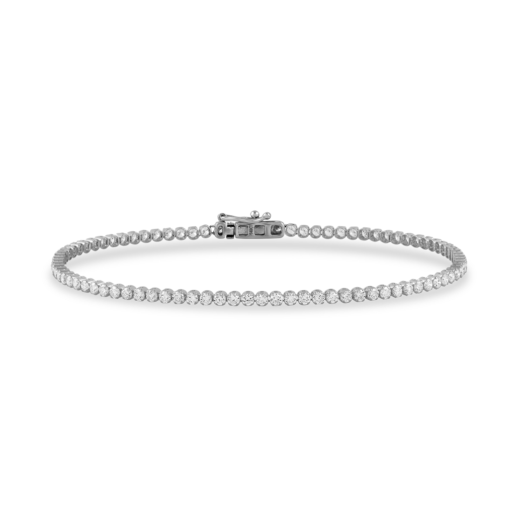 3 Carat Tennis Bracelet Lightweight 14K White Gold | E-F VS Round Lab-Grown Diamonds