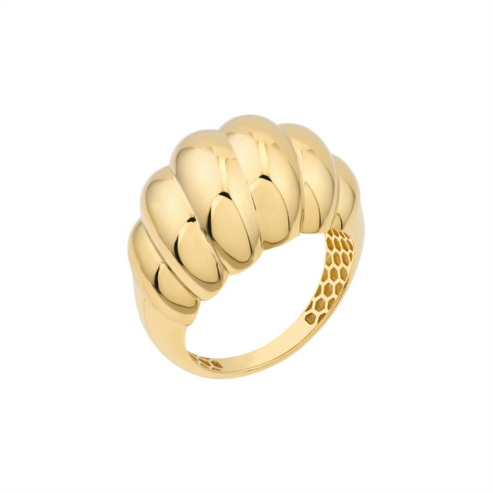 14K Yellow Twisted Polished Dome Chunky Gold Ring