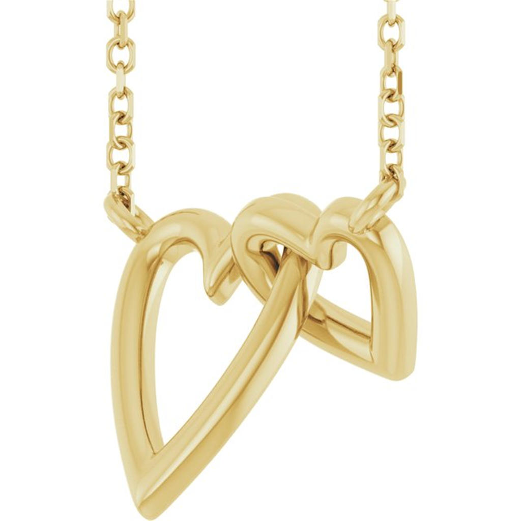 14K Yellow Gold Interlocking Heart Necklace