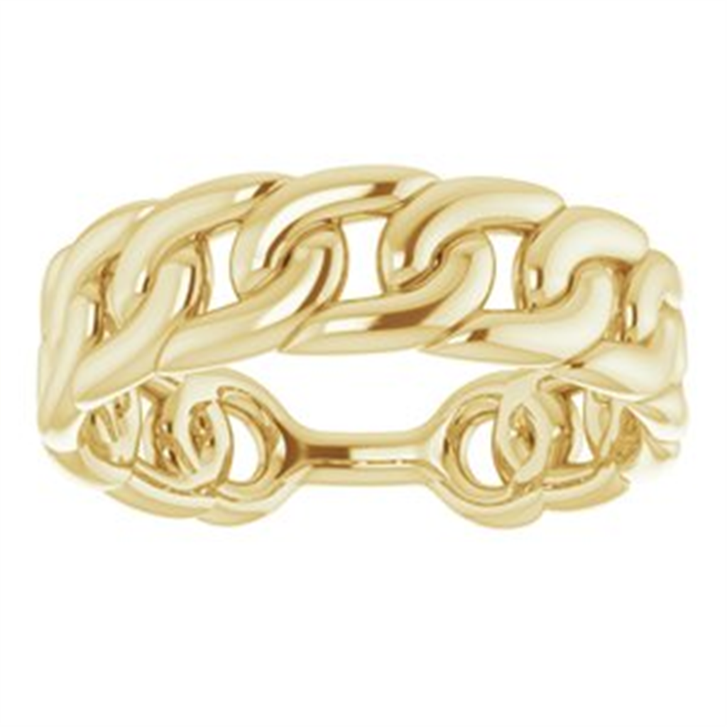 14K Yellow Gold Stackable Chain Link Ring