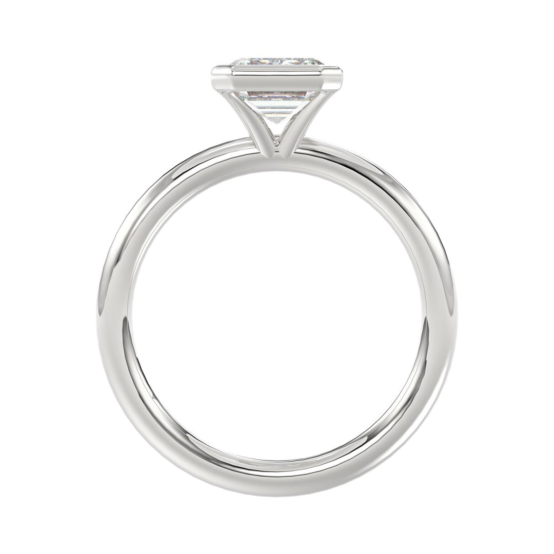 3.00 Carat Emerald Diamond Solitaire Ring | 14K White Gold | Bezel Set