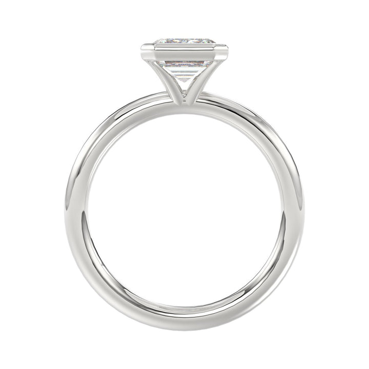 3.00 Carat Emerald Diamond Solitaire Ring | 14K White Gold | Bezel Set