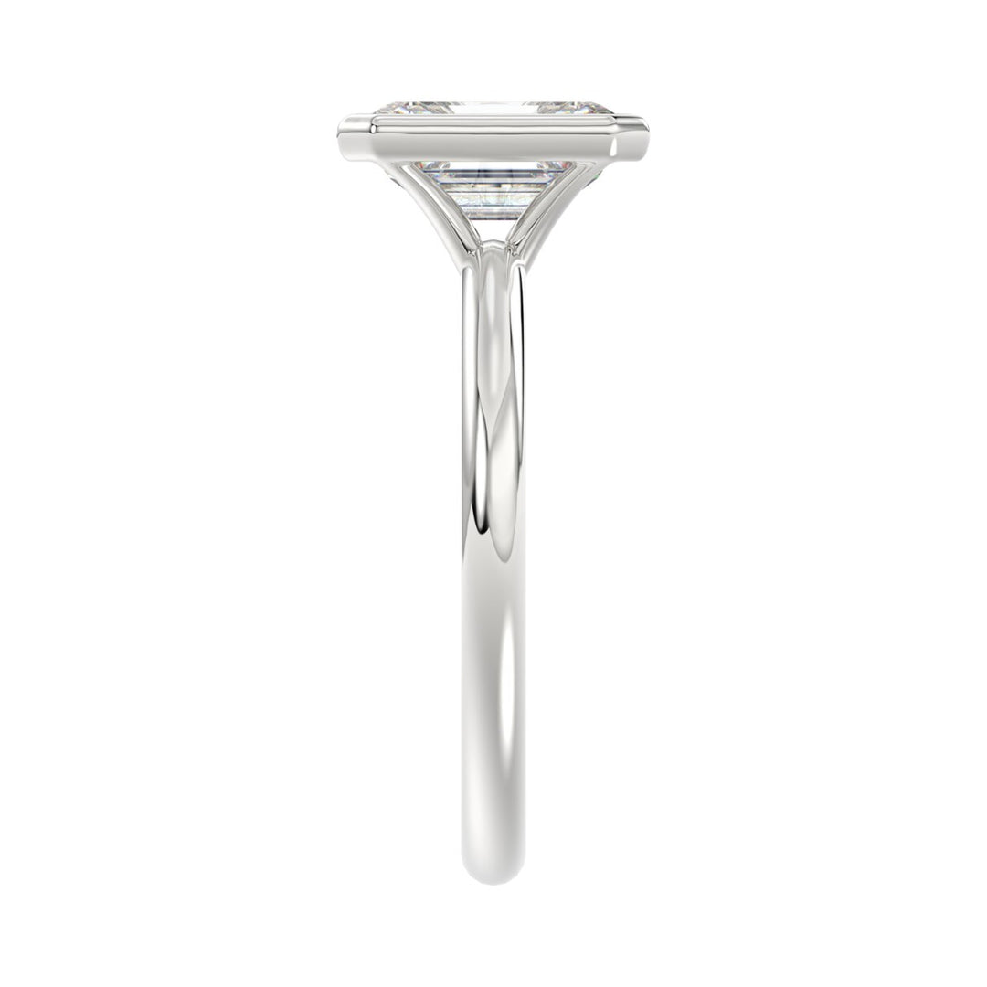 3.00 Carat Emerald Diamond Solitaire Ring | 14K White Gold | Bezel Set