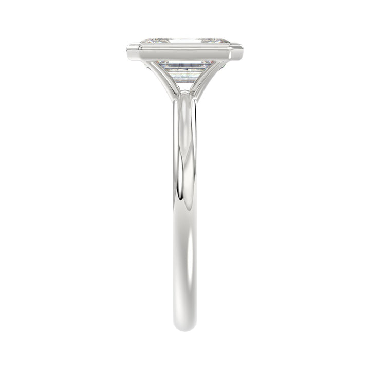 3.00 Carat Emerald Diamond Solitaire Ring | 14K White Gold | Bezel Set