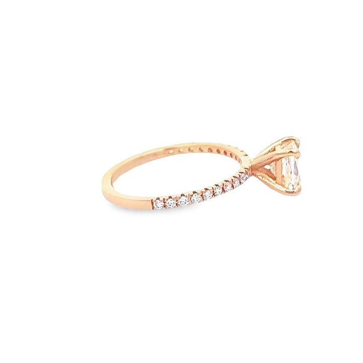14K Rosé Gold Rectangular Princess Cut 0.98ctw Diamond Engagement Ring