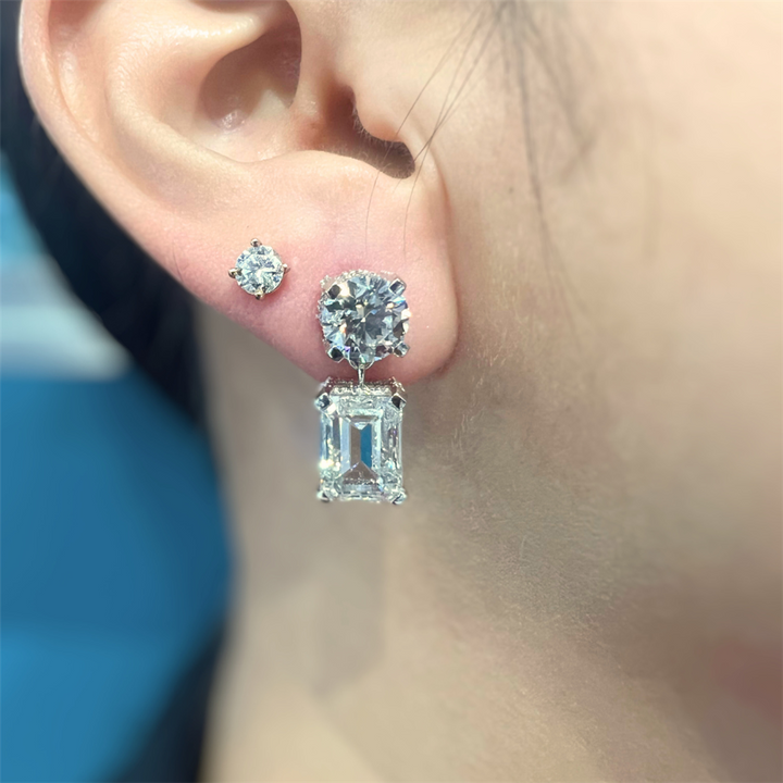14K White Gold 12.55ctw Lab Grown Diamond Drop Earrings With Hidden Halos