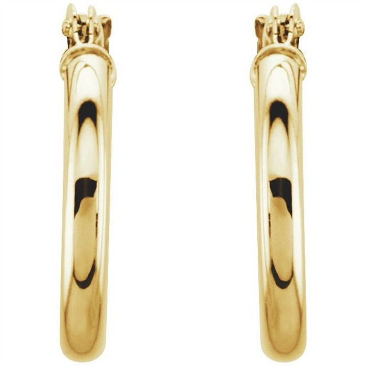 14K Yellow Gold 15mm Hoop Earrings | 2mm Thick Classic Hoops