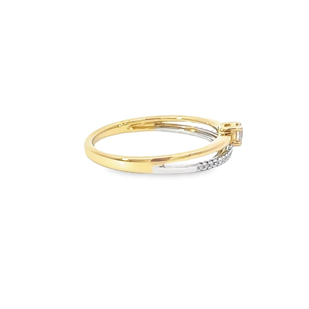 14K Yellow Gold Round 0.06ctw Diamond Stackable Ring