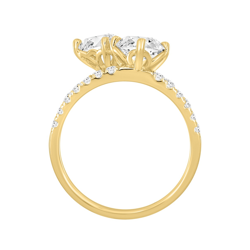 2.50 Carat Round and Princess Diamond Engagement Ring | 14K Yellow Gold | Toi et Moi Style