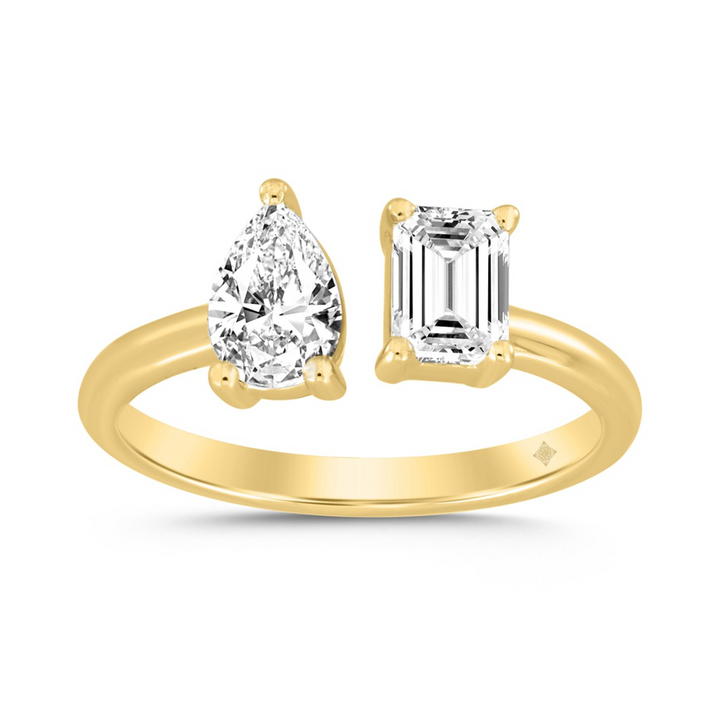 1 Carat Two Stone Lab-Grown Diamond Engagement Ring | 14K Yellow Gold | Toi Et Moi Style