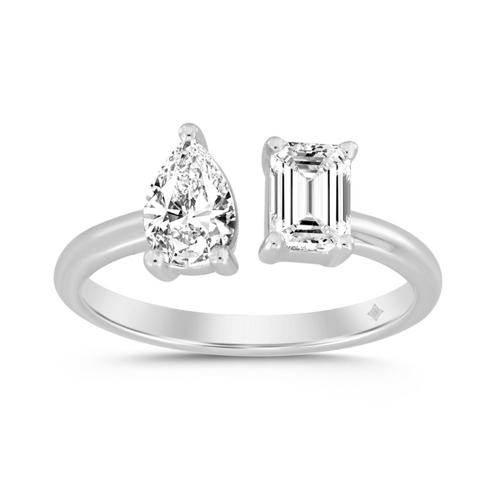 1 Carat Two Stone Lab-Grown Diamond Engagement Ring | 14K White Gold | Toi Et Moi Style