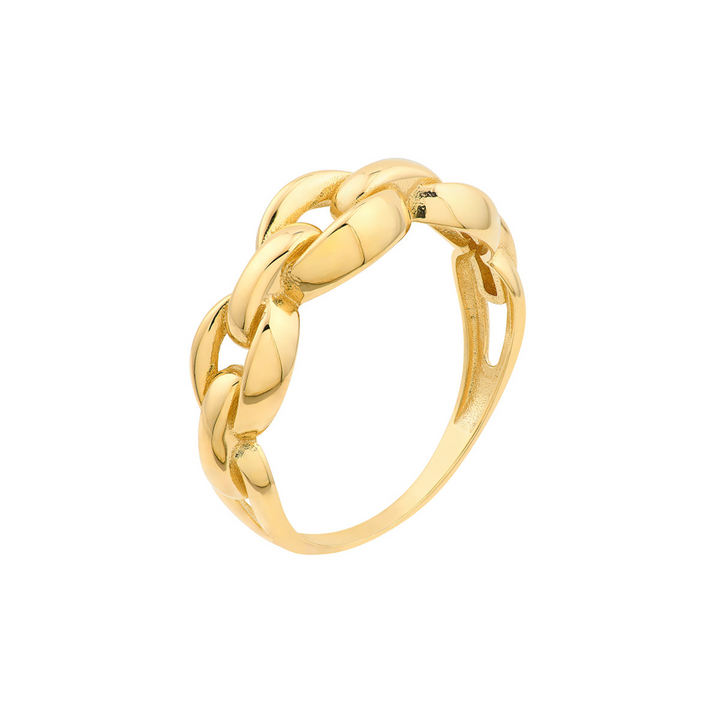 Chunky Gold Chain Link Ring | Genuine 14K Yellow Gold