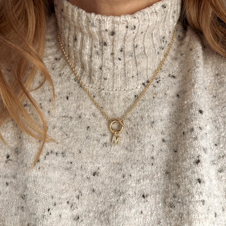 18k Gold filled Micro CZ Initial Letter Charm