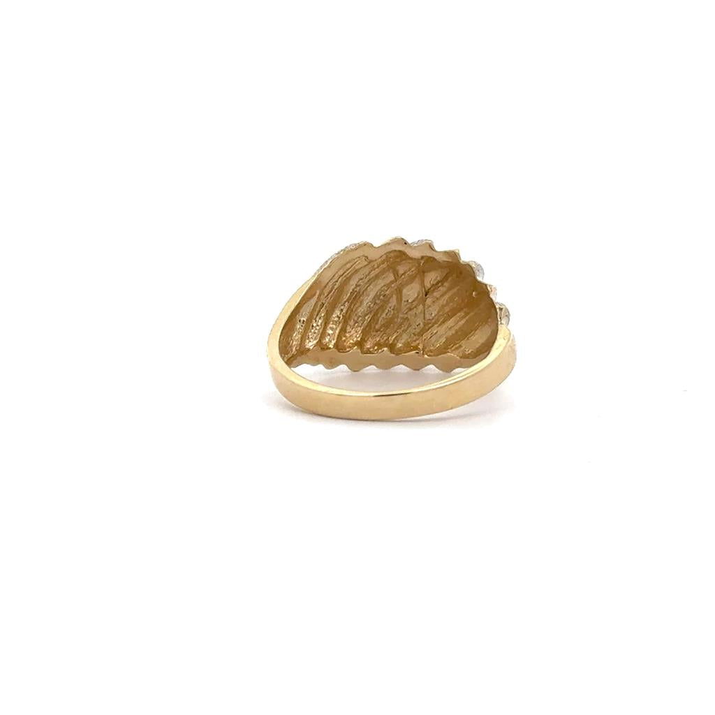 Women's purchases 14K Yellow Gold Abstract Ribbed