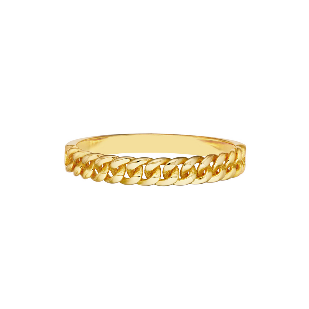 Curb Chain Link Ring | Genuine 14K Yellow Gold