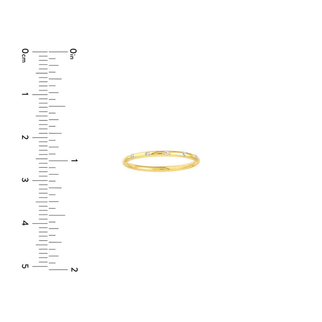 Diamond Stations Thin Band Ring | 14K Yellow Gold | Size 8