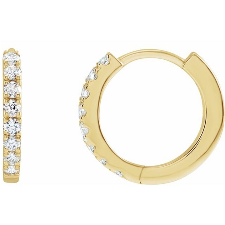 14K Yellow Gold 0.11ctw Dainty 10mm Diamond Huggie Earrings
